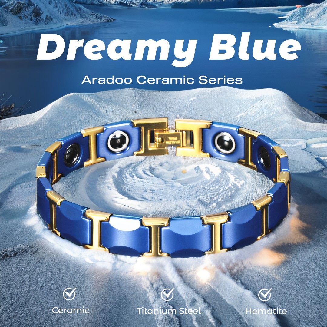 Ceramic Link Bracelet - Dromerige blauwe keramische armband titanium staal