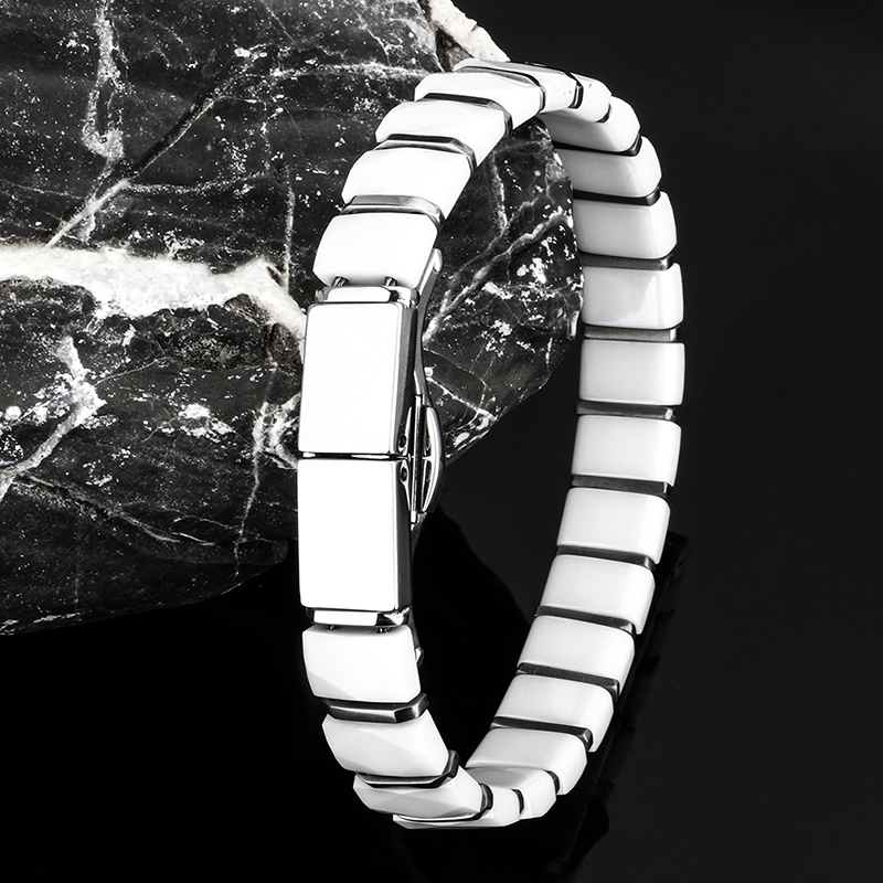 Wit Zwart Mannen Gezondheid Ar - Ceramic Link Bracelet recensie en prijs